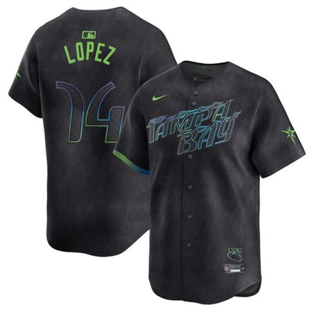 Men's Tampa Bay Rays #74 Jacob Lopez Charcoal 2024 City Connect Limited Stitched Baseball Jersey Men's Tampa Bay Rays #74 Jacob Lopez Charcoal 2024 City Connect Limited Stitched Baseball Jersey